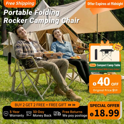⚡TODAY ONLY⚡ 10S Quick-Fold Portable Rocker: Buy 2 Get 2 + FREE Folding Table!