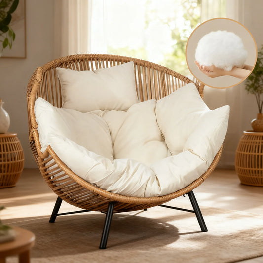 Woven Egg Rocking Chair (Plush Cushioned)