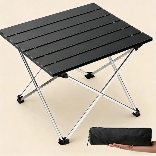 Easy-Carry Folding Table with Aluminum Top, Perfect for Outdoor Cooking, Picnics & Home Use